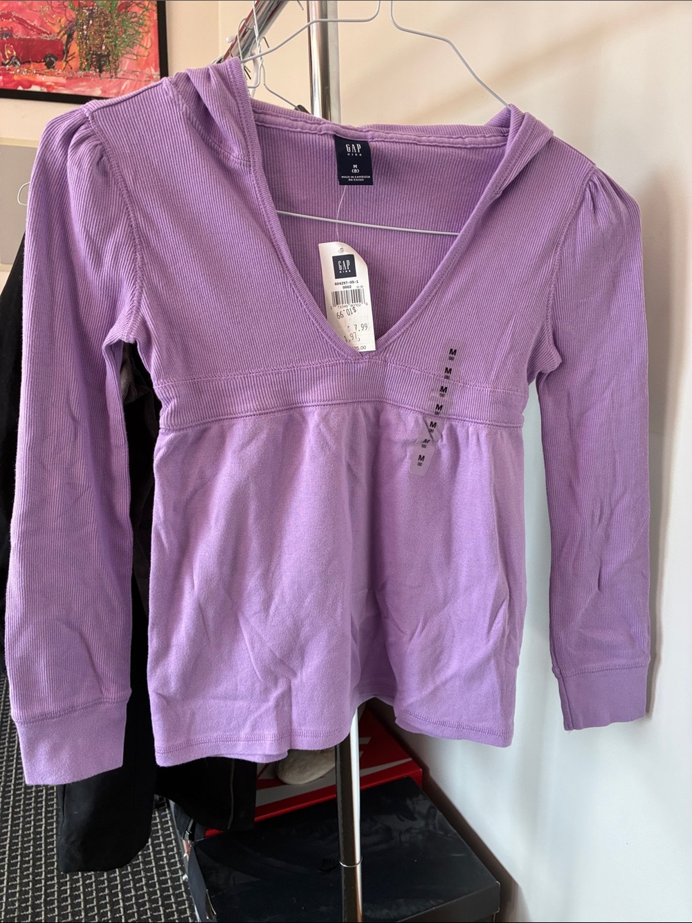 Vintage - GAP KIDS Lavender V-Neck Long Sleeve Hooded Top